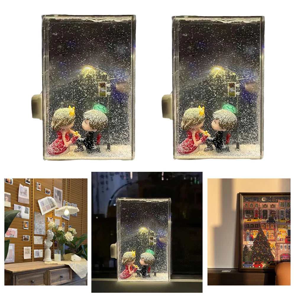 Snow Scene Night Light Desk Light Christmas Crafts Snowy Night Lamp Decor Arts and Crafts Night Street Lamps DIY Material Packag