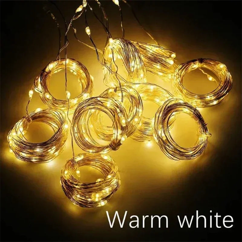 3M LED Curtain String Lights Fairy Decoration USB Holiday Garland Lamp 8 Mode for Home Garden Christmas Party New Year Wedding